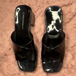 Wild Diva Black Mules
